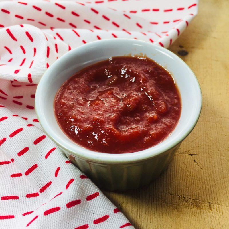 small white bowl of real food ketchup