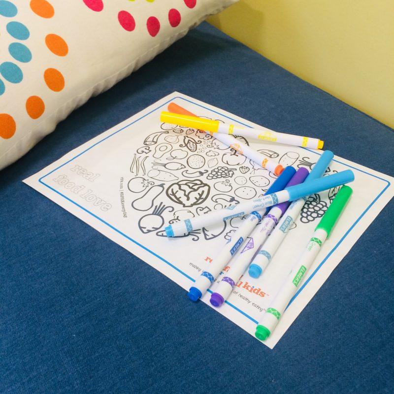 printed colouring activity with markers