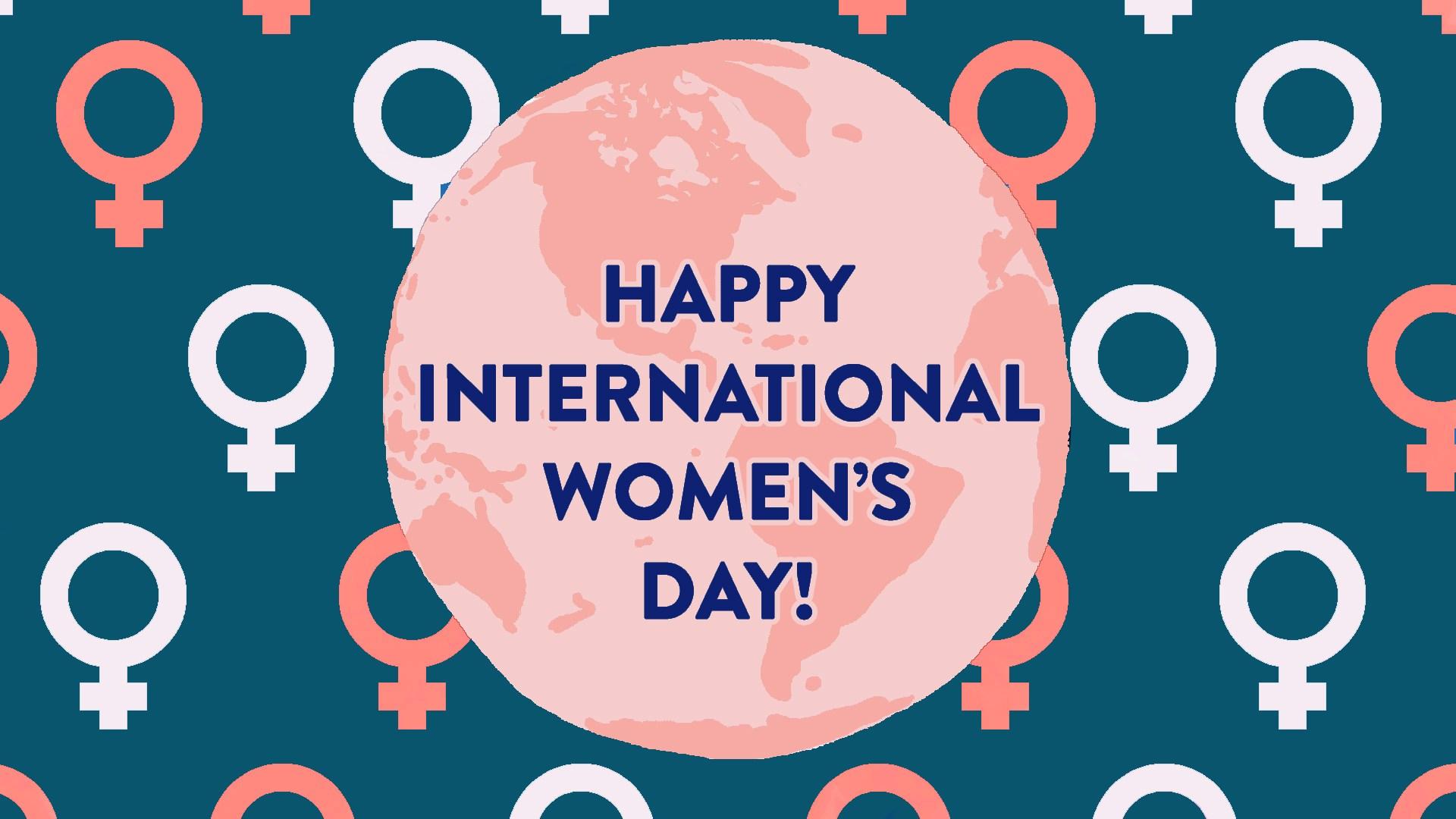 background with female symbols with pink earth