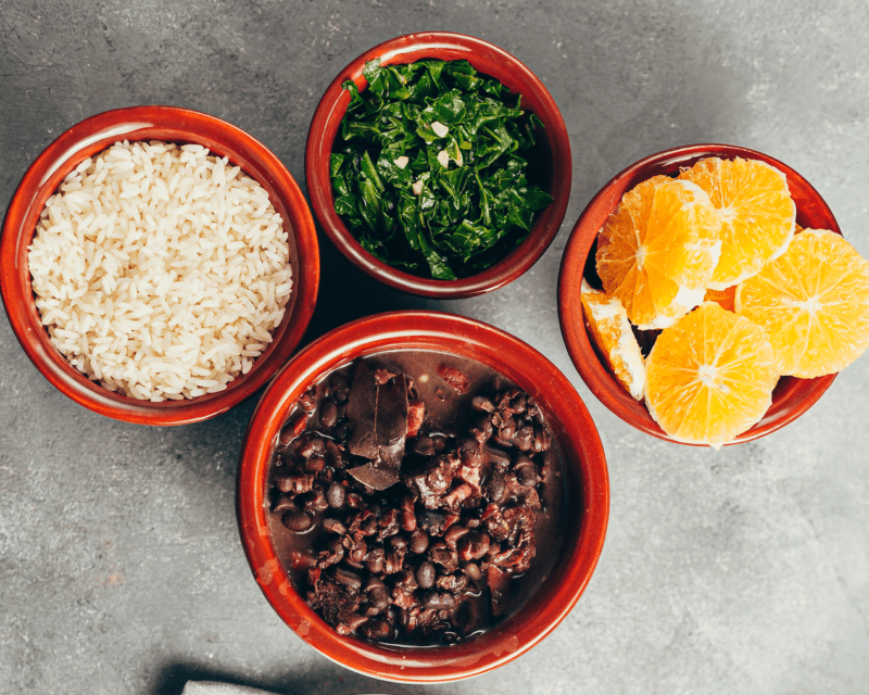 #realfoodmyway winner brazilian feijoada with rice, kale and orange slice