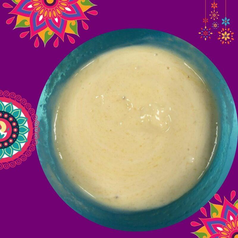 real food for real kids mango lassi on purple background