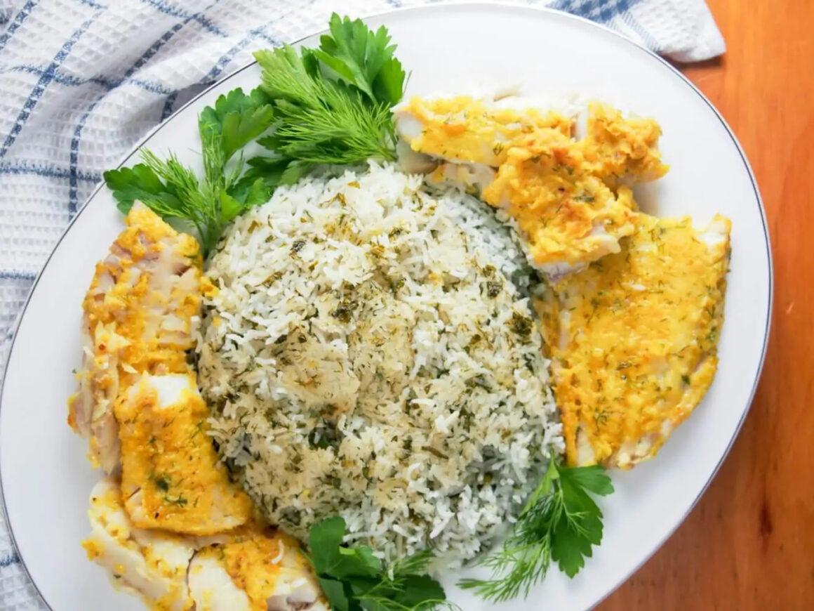 Sabzi Polow Mahi, or Persian herbed rice with fish