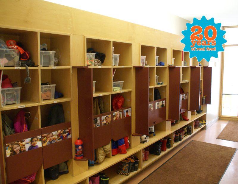 a series of classroom cubbies at FDC, Family Development Centre, for children to put their things in