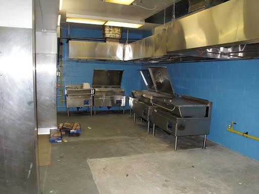 newly transformed dovercourt RFRK kitchen with new equipment and blue walls