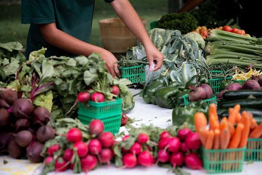 display of fresh produce at farmers market