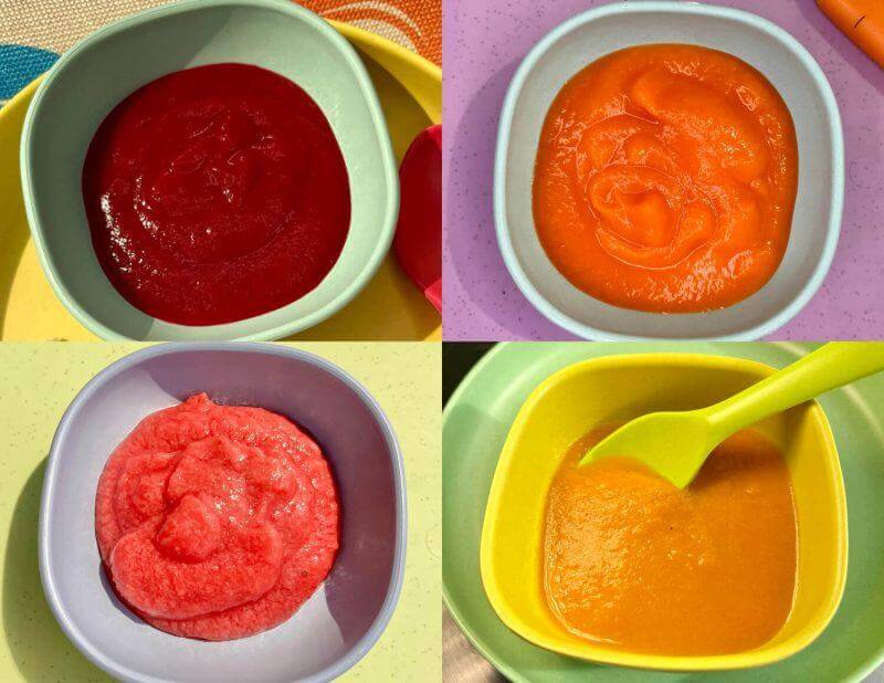 collage of RFRK-made baby blends served in colourful bowls
