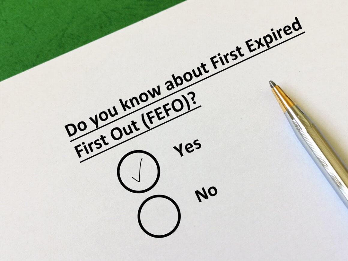 What is FEFO? 1 questionnaire asking "what is FEFO' with option to select yes or no with the yes checked off