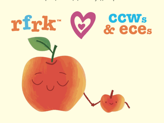illustrated grown up apple holding hands with kid apple to celebrate ece appreciation