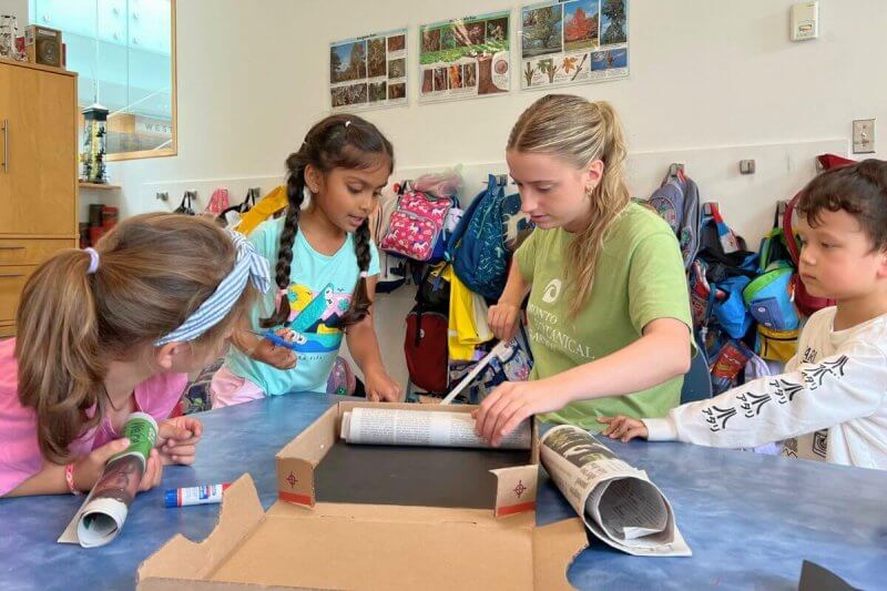 kids making garden themed crafts
