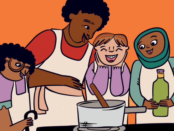 antiracist kitchen inside book artwork. book written by nadia l hohn